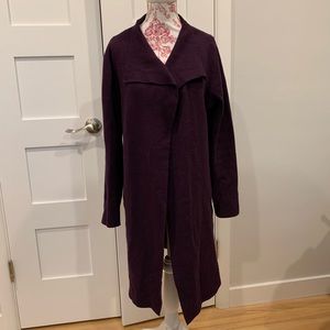 VGUC Plum Colored Wool Blend Long Cardigan